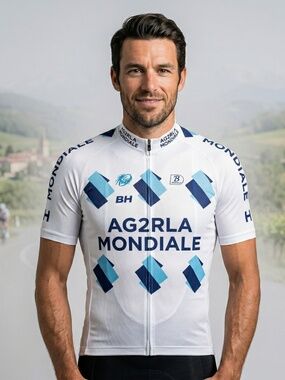 Vintage AG2R La Mondiale BH Cycling Jersey White Blue Black Team Kit XXL